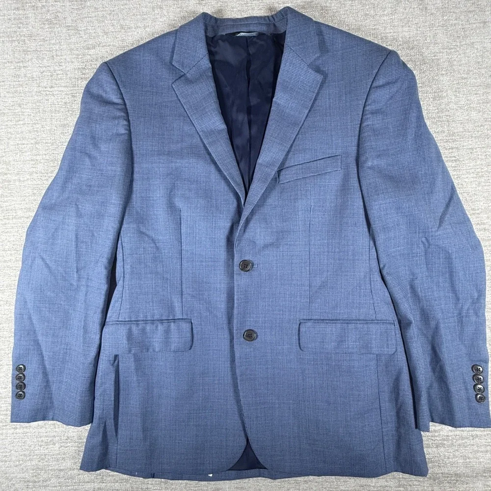 Jos. A. Bank Sport Coat Mens 40 Regular Blue Traveler Tailored Fit 100% Wool
